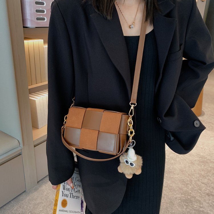 Túi Đeo Chéo Vải Dệt Màu Sắc Tương Phản Phong Cách retro Dành Cho Nữ