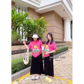 Set váy áo hồng cười chân váy đen 💓