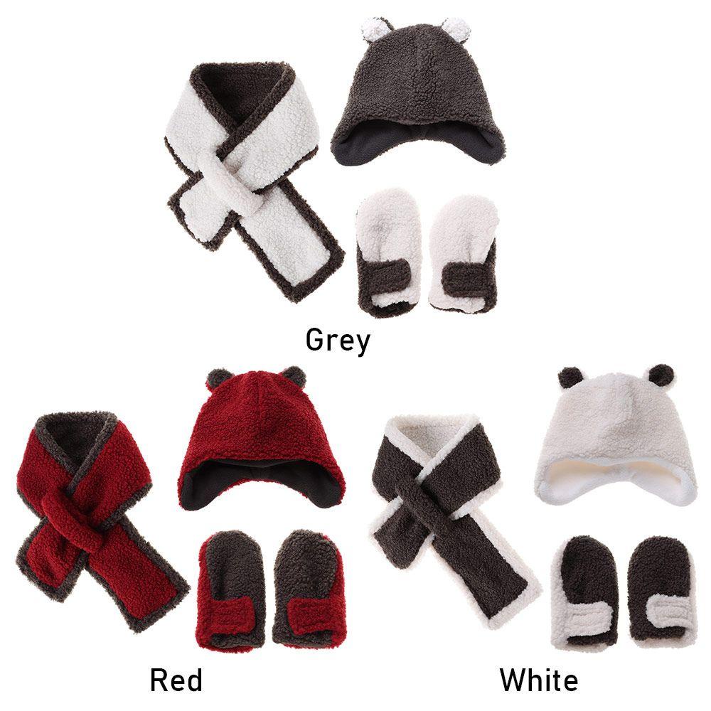 SUSANS Set Mũ beanie + Khăn Choàng Cổ + Găng Tay Dễ Thương Cho Bé