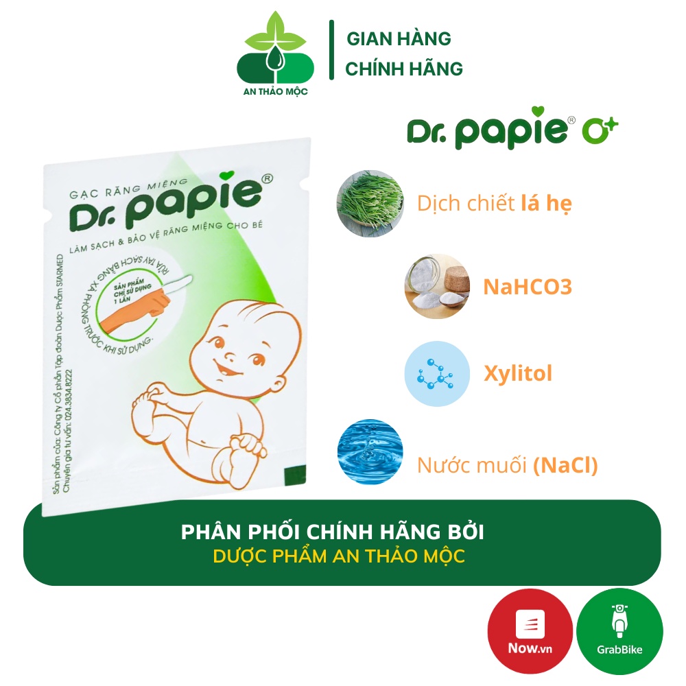 Gạc răng miệng vệ sinh Dr. Papie cho bé sạch nướu lưỡi răng miệng giúp nướu khỏe chống sâu răng