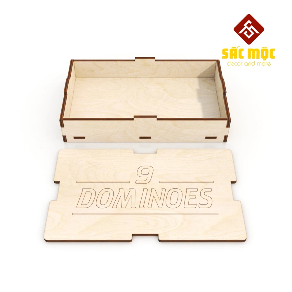 Bộ cờ Dominoes 9 #M64 - 55 quân gỗ | Domino tô màu Size 95*150*25 mm