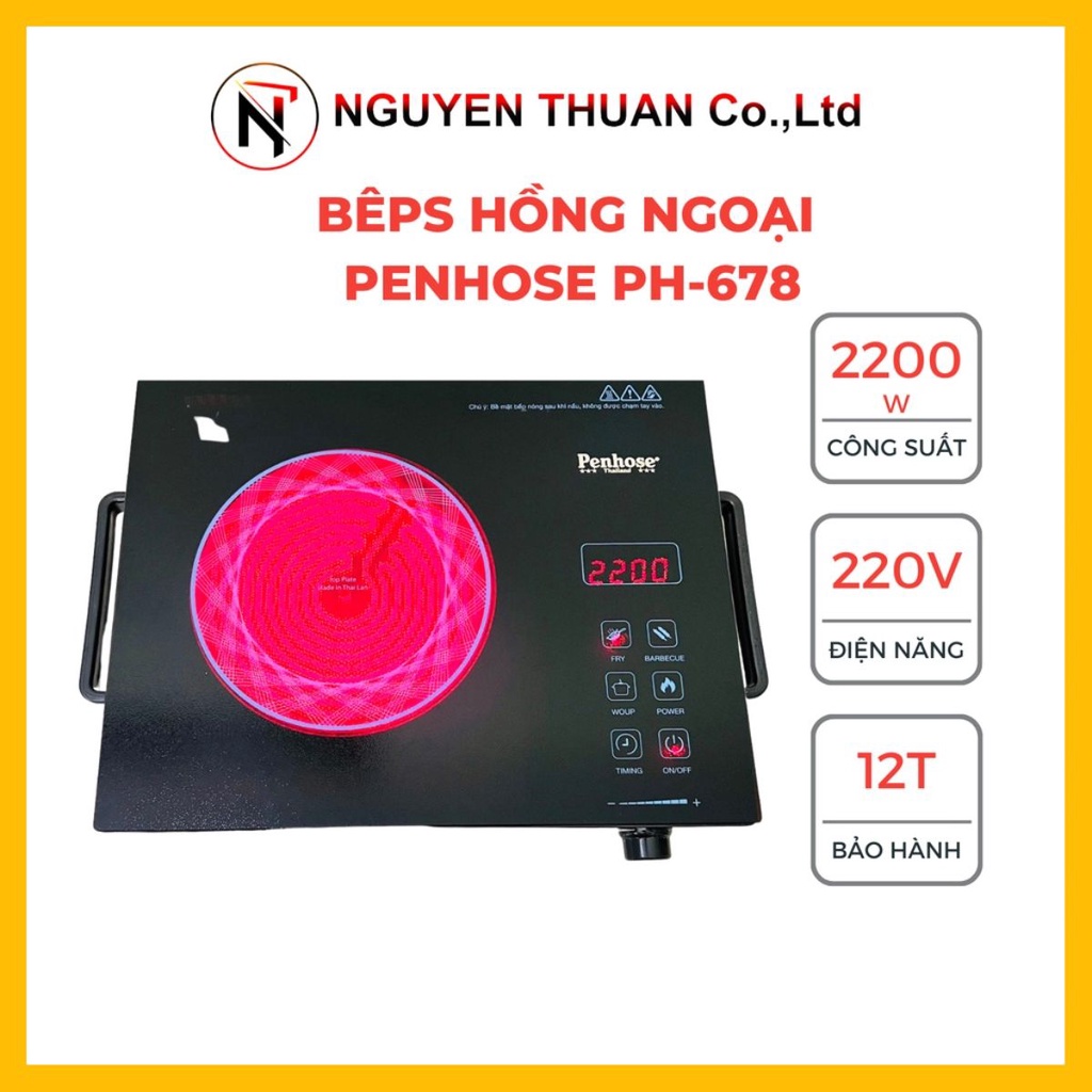 Bếp hồng ngoại đơn cảm ứng đa năng 2200W Penhose PH-678