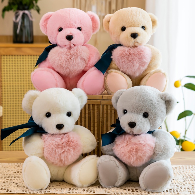 Thú nhồi bông hình Gấu ôm Trái tim siêu cấp đáng yêu, Gấu bông ôm trái tim mềm mịn cao cấp - quà tặng kỉ niệm ý nghĩa