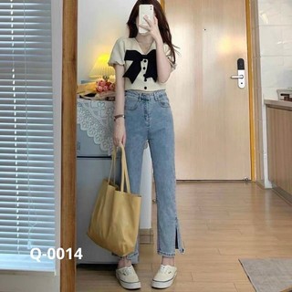 Quần bò xẻ gấu thời trang hàn quốc