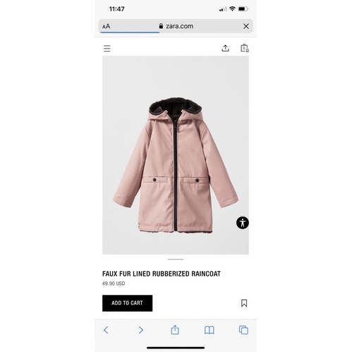 Áo Parka Bé Gái &amp; Bé Trai Lót Lông Da PU ZR