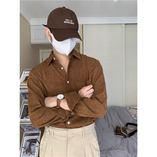 Áo sơ mi nam chất lIệu vải nhung tăm dáng hàn vải mềm mịn dày dặn co giãn nhẹ không bai xù, phong cách trẻ trung JABASI