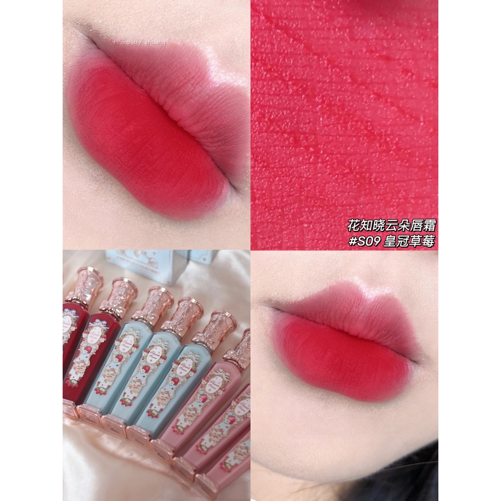 Son Kem Dâu Tây Rococo Đám Mây Nhẹ Nhàng Mềm Mại Màu Nhung Trắng Tự Nhiên Retro