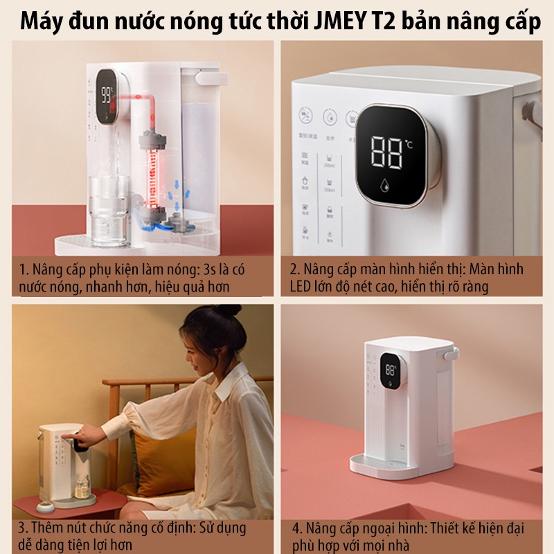 Máy đun nước nóng tức thời Xiaomi JMEY T2 bình đun nước nóng dung tích 3L điều chỉnh nhiệt độ hiện thị màn hình LED HB88