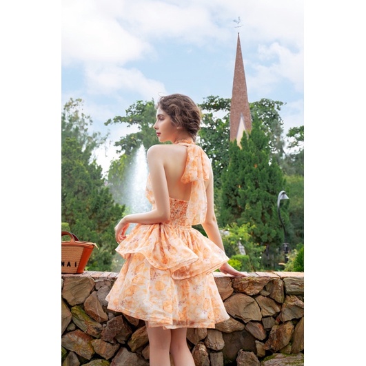 Bel Ange - Đầm voan tơ cổ yếm 2 tầng ROSE Dress