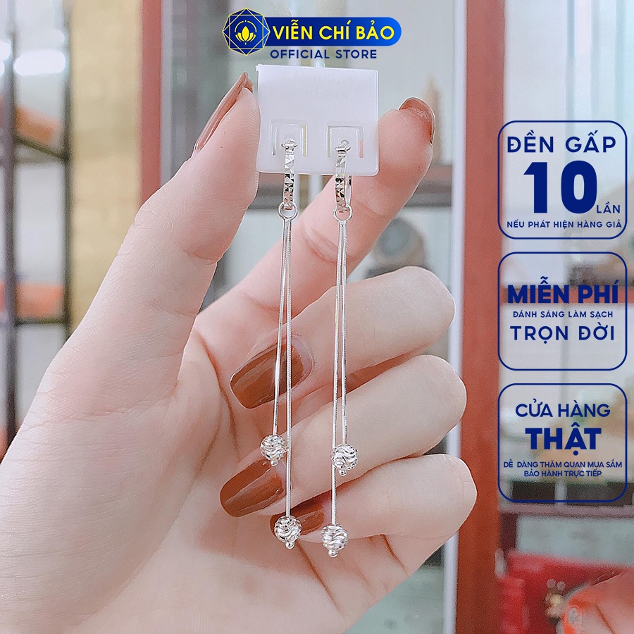 Khuyên tai bạc nữ bi dài chất liệu bạc 925 thời trang phụ kiện trang sức nữ Viễn Chí Bảo B400356
