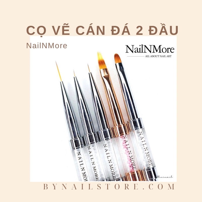 Cọ vẽ nail đôi cán đá Duel brush Nailnmore cao cấp Hàn Quốc (1pcs)