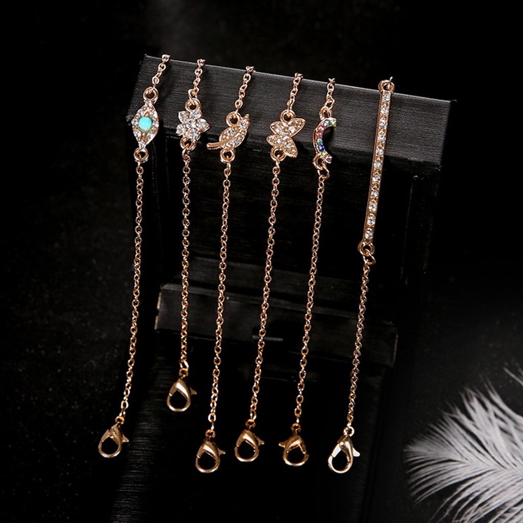 Set 6 vòng tay kim loại đính đá thời trang dành cho nữ