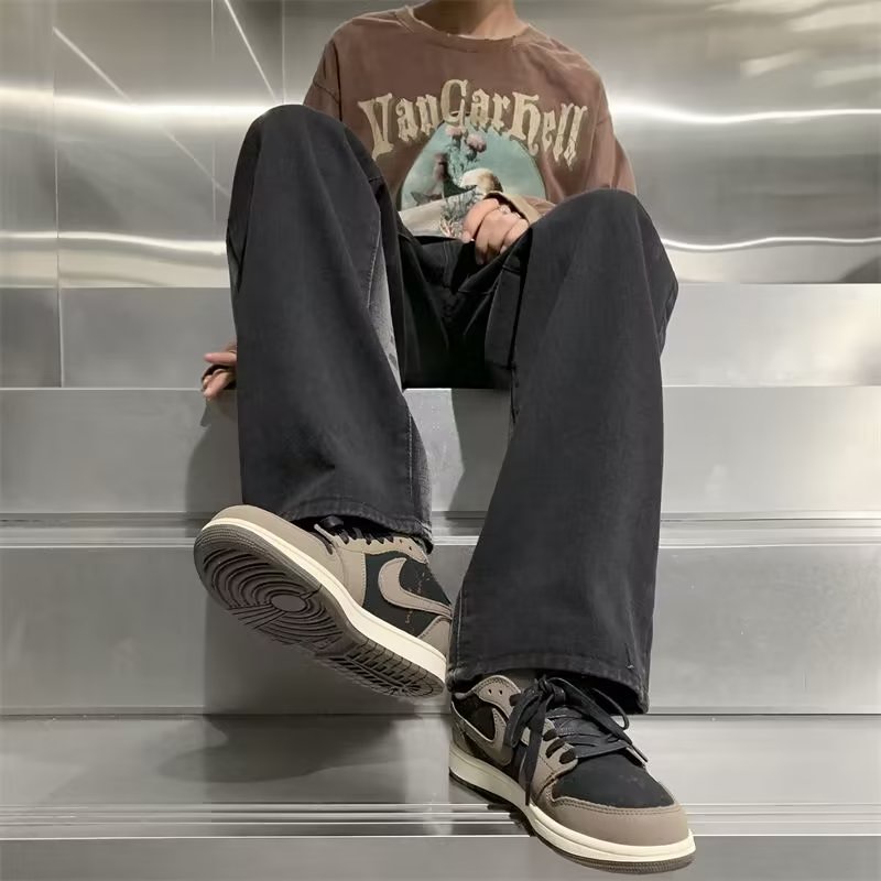 Quần Jean Dài Phối Màu Tương Phản Thoải Mái Phong Cách hip hop Đường Phố Hàn Quốc Cỡ S-3XL Thời Trang Cho Nam