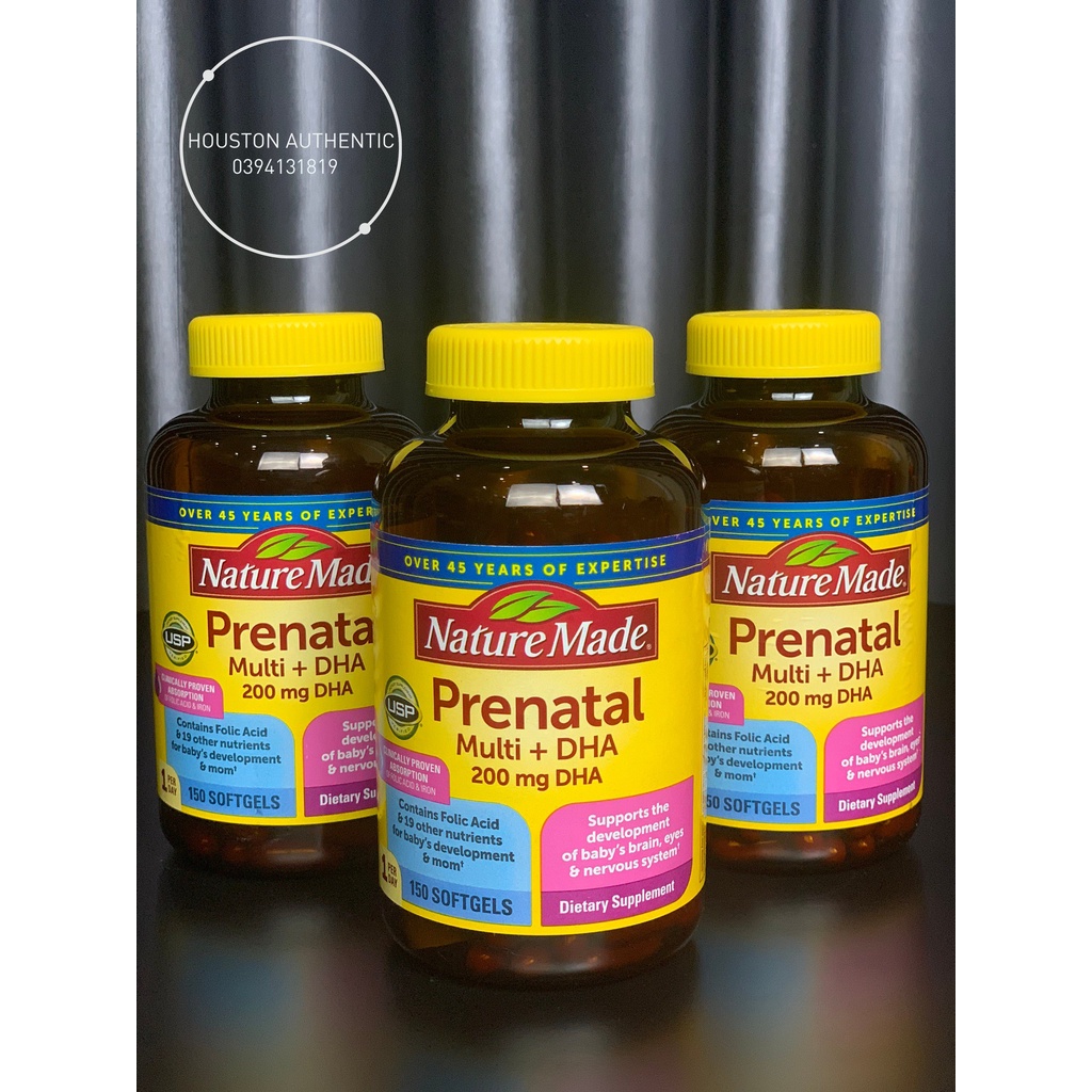 Bổ bầu dành cho bà bầu Nature Made Prenatal Multi + DHA 200mg Mỹ _ Live mua hàng tại Mỹ