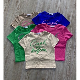 Áo thun ôm croptop chữ in