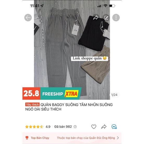 QUẦN BAGGY SUÔNG TĂM NHŨN NGỐ DÀI SIÊU THÍCH