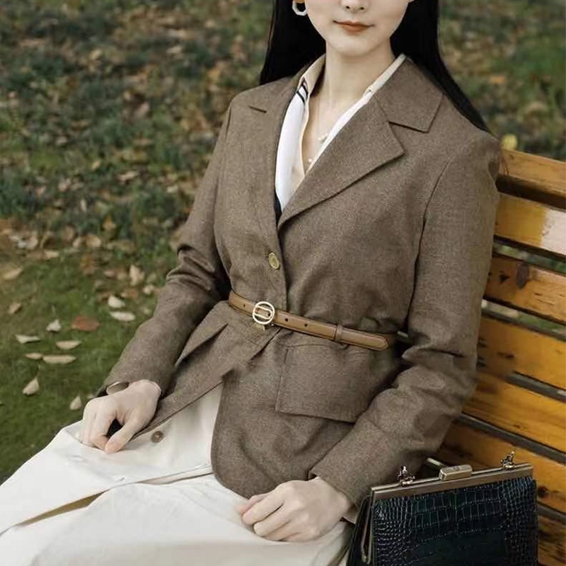 Thắt Lưng Da Bản Nhỏ Khóa Kim Loại Kiểu Vintage Dễ Phối Đồ Thời Trang Cho Nữ