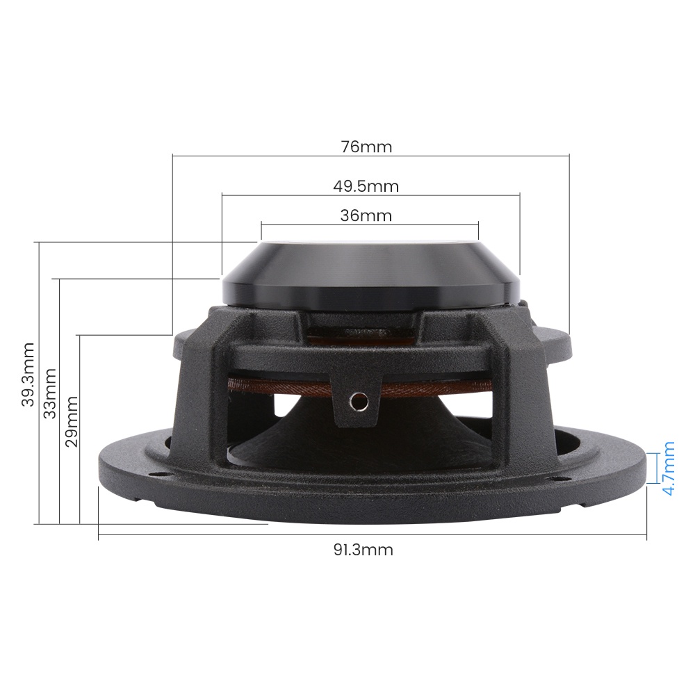Bộ 2 loa 3 inch 4 8 ohm 15w hình nón AIYIMA cho xe ô tô