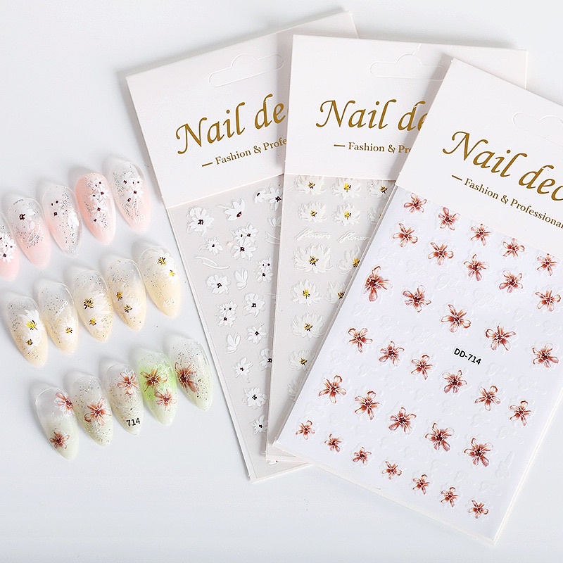 Sticker nail hoa gắn trang trí móng