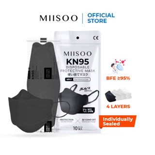 Image of MIISOO Disposable EVO Hitam N95 KN95 BFE 95% Masker Kesehatan wajah 4ply Facemask  KF94 IZIN BNPB