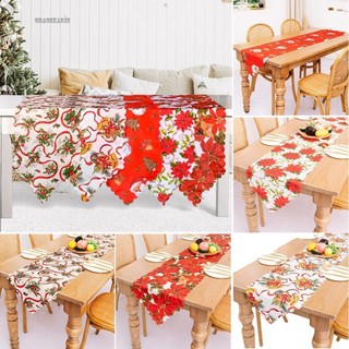 Christmas Table Runner Cover Cloth Xmas Dining Tablecloth Decor Cotton Tapestry