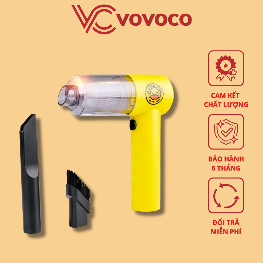 Máy hút bụi cầm tay mini không dây G.DUCK, lực hút 20000PA pin 4000mAh màu vàng nhựa abs an toàn hút bụi các ngách nhỏ