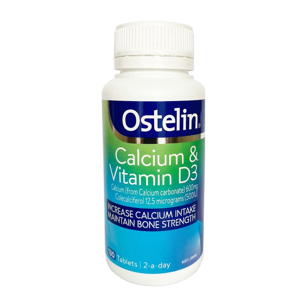 Calcium & Vitamin D3, Canxi bầu Ostelin 130 viên, Úc