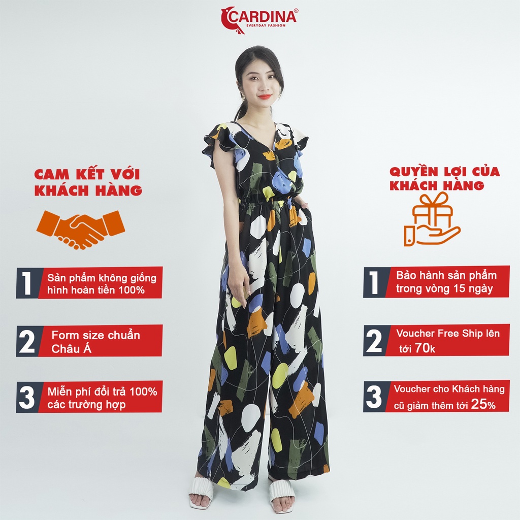 Đồ Bộ Nữ 𝐂𝐀𝐑𝐃𝐈𝐍𝐀 Chất Lụa Mango Cao Cấp Đồ Bay Jumpsuit Tay Áo Cánh Tiên Quần Dài Ống Rộng Họa Tiết 2JM06