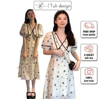 Váy hoa nhí Vintage QA28 Tuli design | Đầm hoa nhí vintage 2 lớp