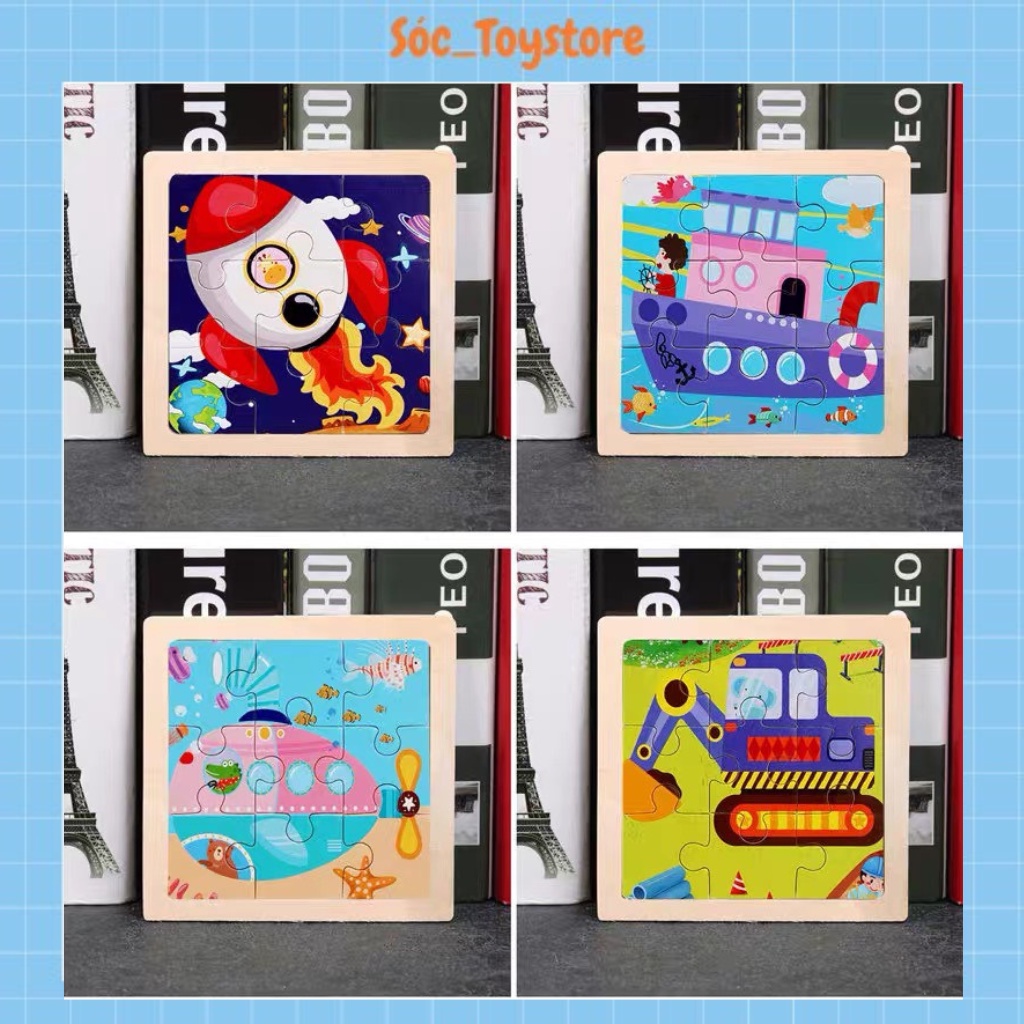 Tranh Gỗ Xếp Hình (Mẫu Mới ) - Đồ Chơi Lắp Ráp Chủ Đề Khủng Long Và Sinh Vật Biển Cho Bé