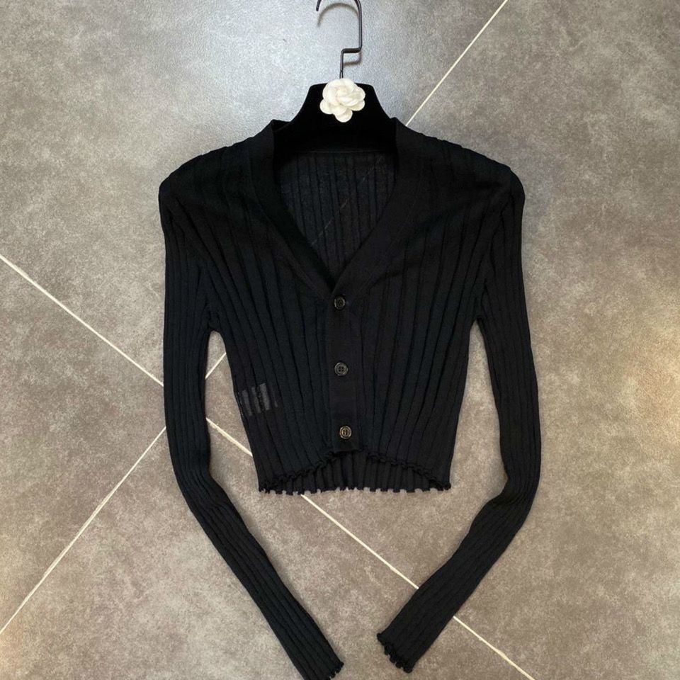 Influencer Bán Chạy Áo Khoác Cardigan Dệt Kim Mỏng Màu Trắng Chống Nắng Eo Cao Thời Trang Mùa Hè Dành Cho Bạn Nữ