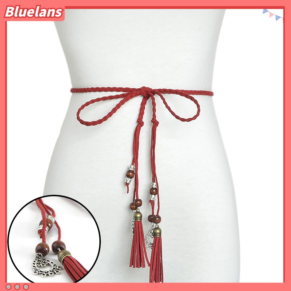 Thắt Lưng Dây Bện Mỏng Đính Hạt Và Tua Rua 48h Thời Trang Cho Nữ
