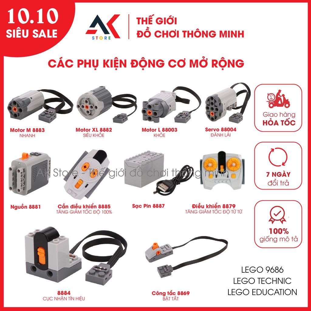 Động Cơ Lego Điều Khiển Từ Xa Dùng Cho Lego 9686 Lego Technic Lego Education Tín Hiệu Tối Đa 10M