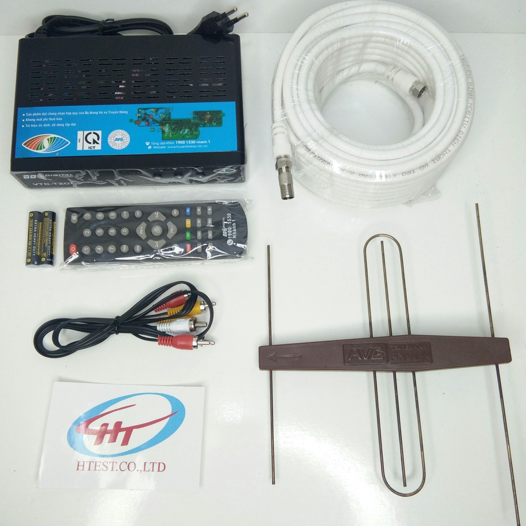 Combo tron bộ đầu thu DVB-T2 VTC-T201 + anten khuếch đại AVG + dây 15 mét - Hàng Chính Hãng.