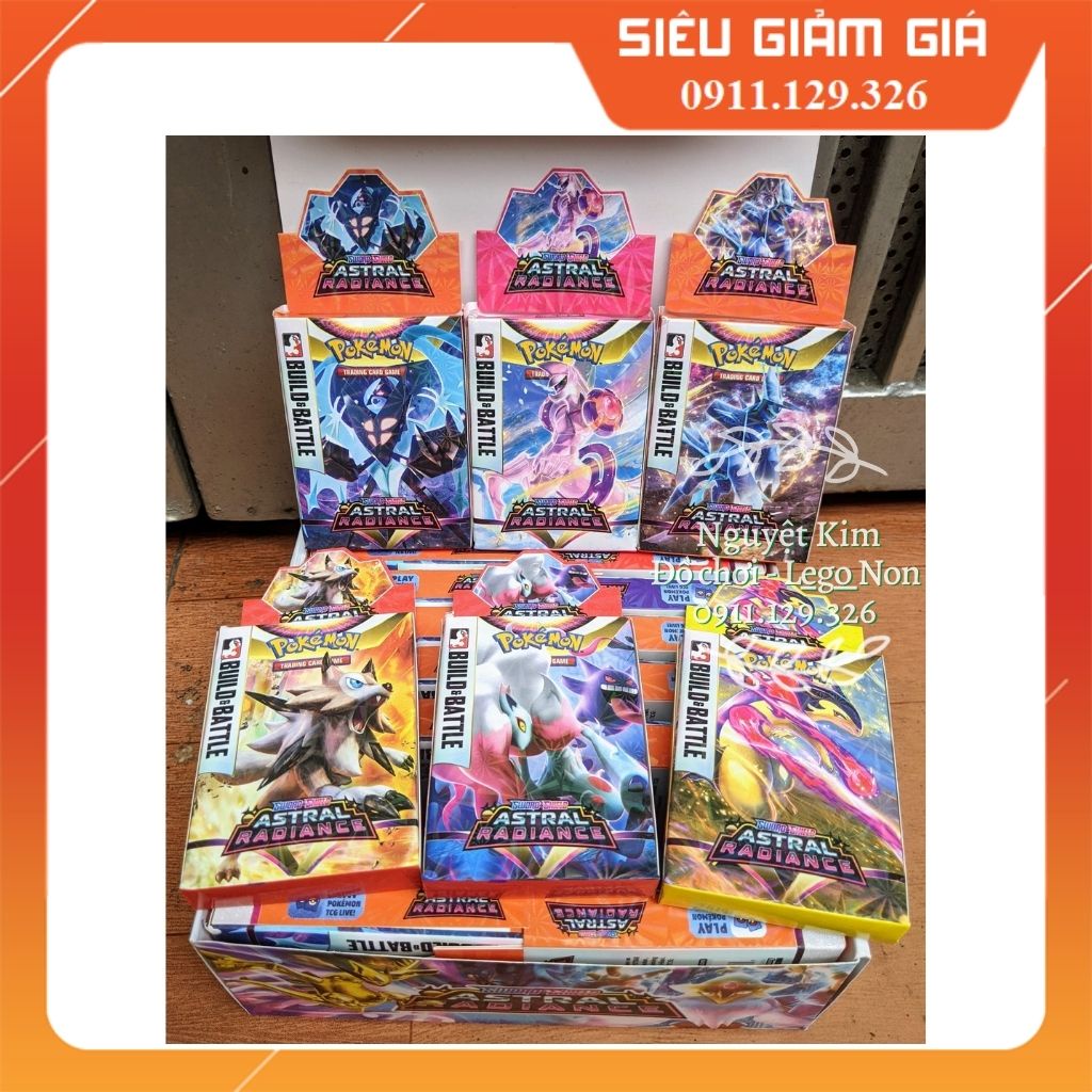 Thẻ Bài Pokemon Hộp Giấy Loại Đẹp Thẻ Vip Thẻ 3D Thẻ Sắt Tròn Đi Kèm- Set 5- 10 Hộp