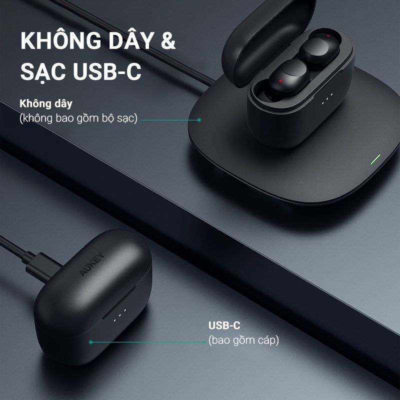 Tai Nghe bluetooth AUKEY EP-T31 TWS Chống Ồn USB-C Sạc không dây 30H IPX5 10-15M