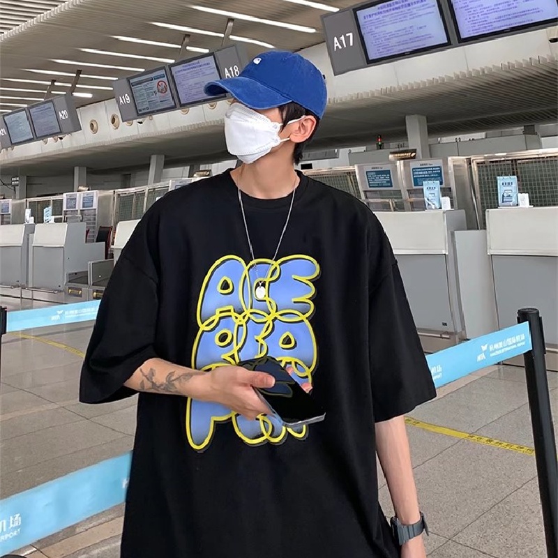 Áo Thun Tay Ngắn Dáng Rộng In Chữ Phong Cách Hip Hop Hàn Quốc Thời Trang Mùa Hè Cho Nam Và Nữ size M-5XL