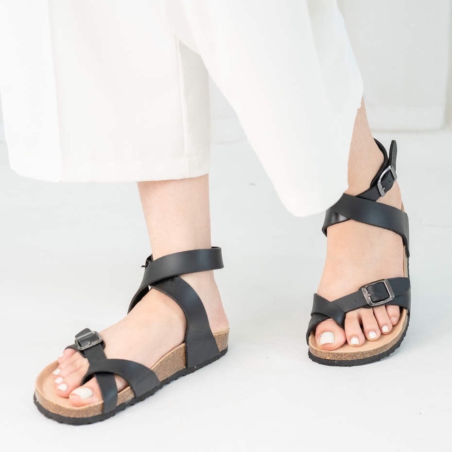 Mã PU16 - Sandal công sở Birken Đế Trấu BIOLINE Official Unisex nam nữ Quai Da PU cao cấp đan cổ chân