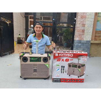 Loa kéo QS 229A - Loa kéo di động mini âm thanh lớn - Loa kéo di động bass 2.5 tấc - Kèm 2 micro không dây - Có remote