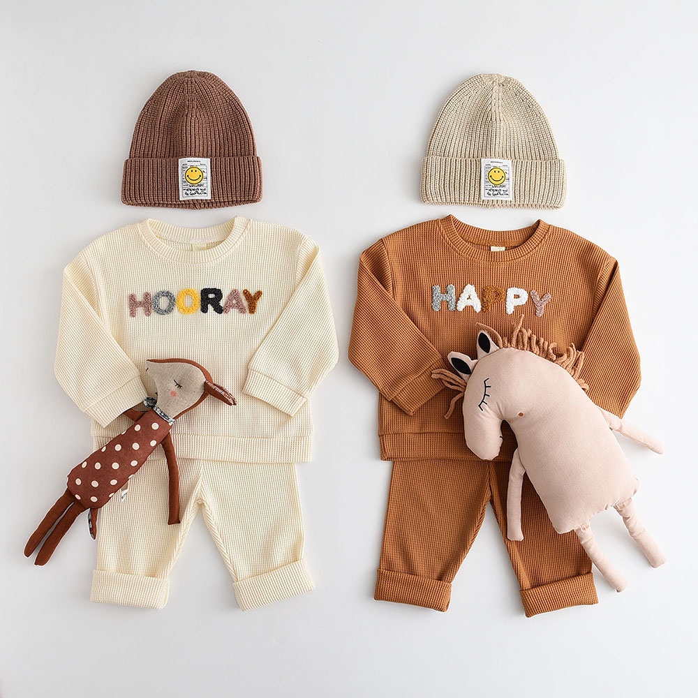 BEAR LEADER Set Đồ Mùa Thu 2 Món Gồm Áo Sweater + Quần Dài Thoải Mái In Họa Tiết Gấu Cho Bé Trai 0-2 Tuổi