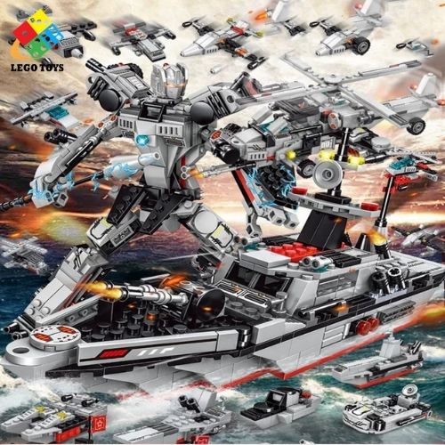 LEGO Tàu Chiến 528 Mảnh Ghép - Đồ Chơi Xếp Hình Lắp Ráp Được Tàu Chiến Robot và Máy Bay Trực Thăng Các Loại