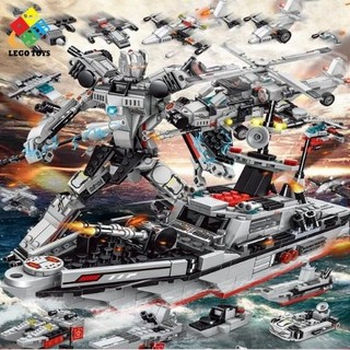 Lego tàu chiến 528 mảnh ghép - đồ chơi xếp hình lắp ráp được tàu chiến robot và máy bay trực thăng các loại