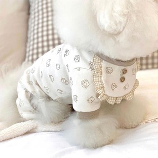 Áo liền thân kèm yếm họa tiết động vật dành cho thú cưng