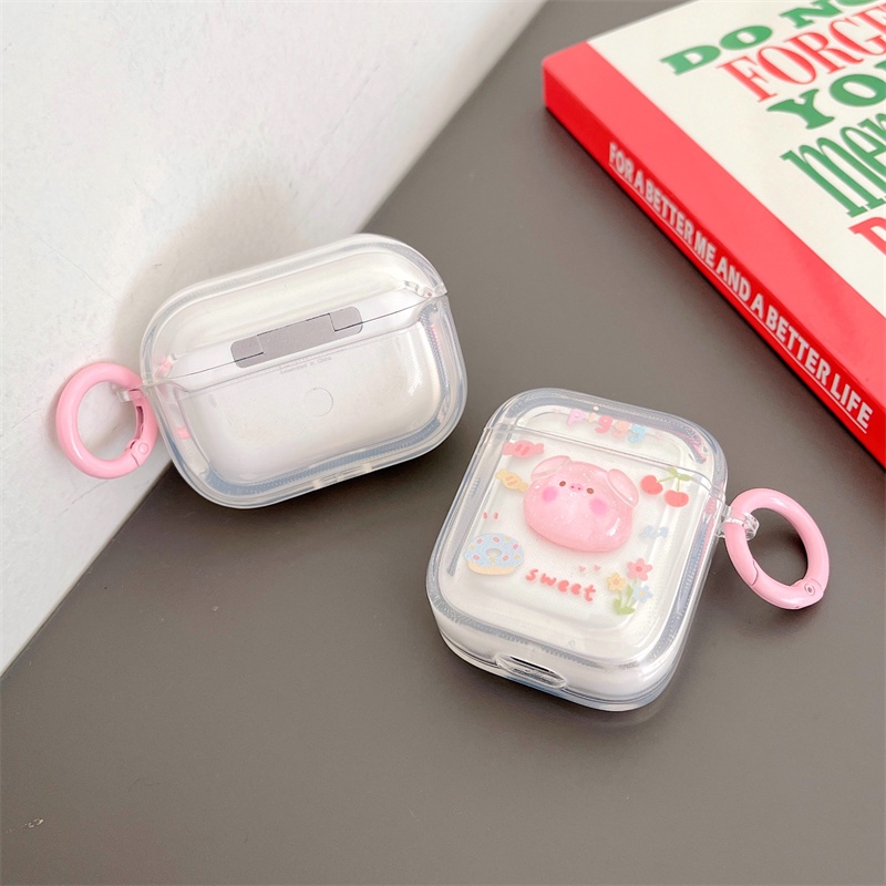 Thích hợp cho Airpods1 / 2 Pro Phantom Long Lanh Pig Head Bộ tai nghe Vỏ bảo vệ Bluetooth không dây Air Pods Pro 3 Vỏ bảo vệ tai nghe