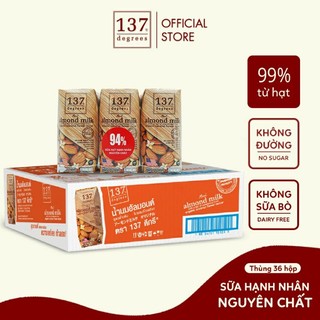 (1 thùng = 36 hộp)( T6.24)Sữa hạt 137 DEGREES hạnh nhân nguyên chất - hộp 180ml