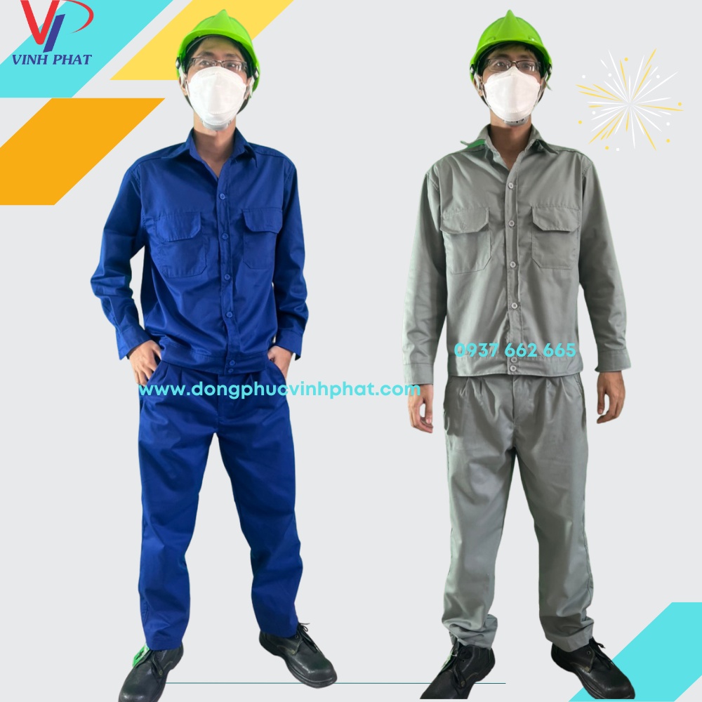 Đồ Công Nhân Bộ Bảo Hộ Lao Động Đồng Phục, Quần Áo Màu Xanh Sửa Xe Vải Kaki Loại 1 Mềm Mát Đủ Size