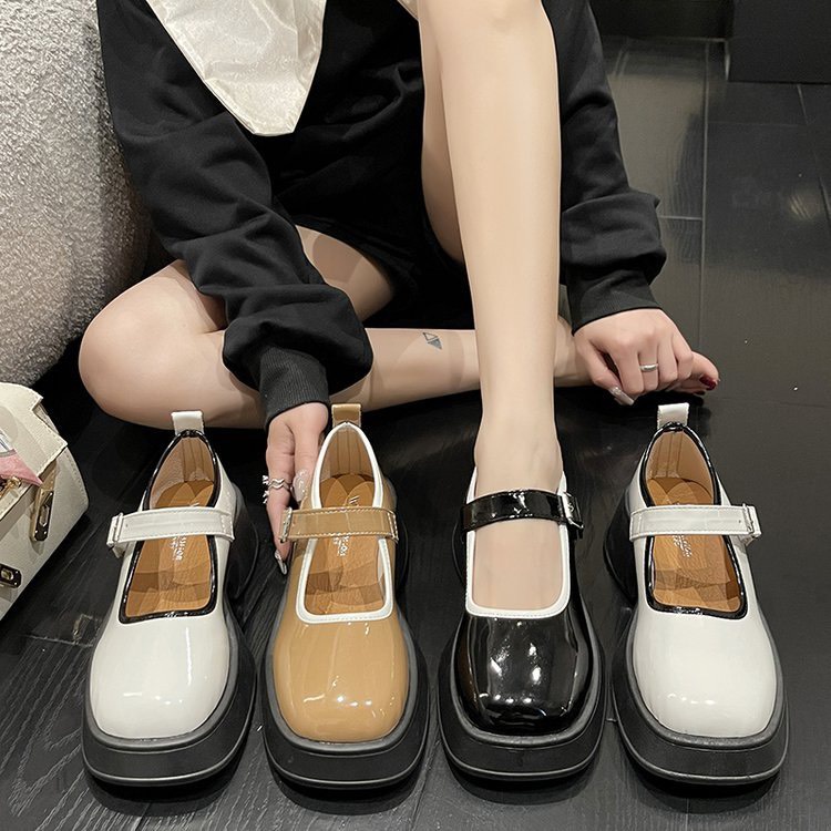 Giàyoxford nữ dáng lolita đốc thời trang da bóng đế xuồng 5 cm quai cài Mixu
