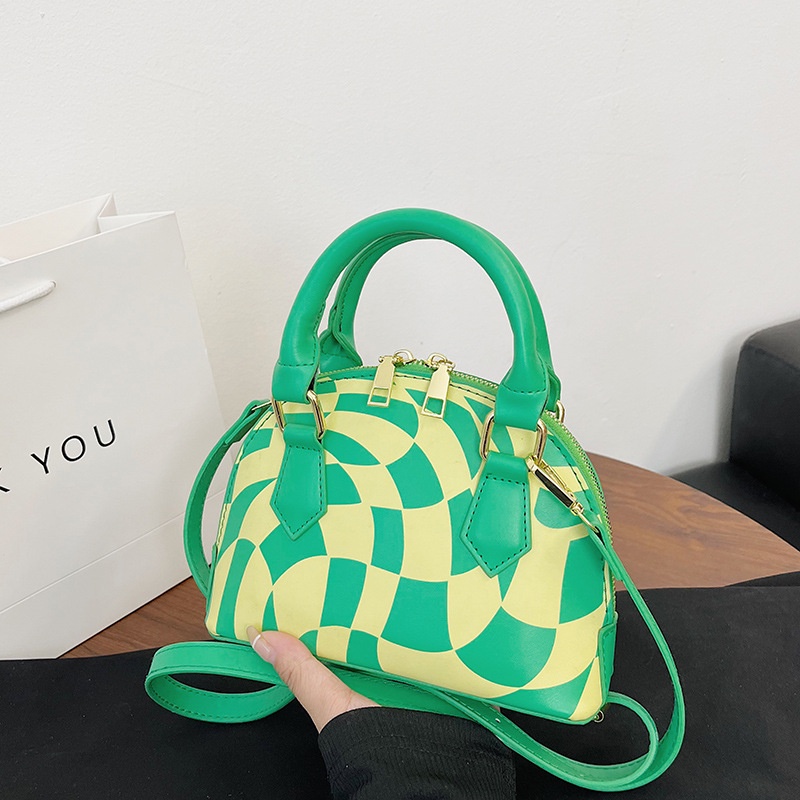 Túi Đeo Chéo Hình Vỏ Sò Họa Tiết Kẻ Sọc Phong Cách Hàn Quốc Cho Nữ