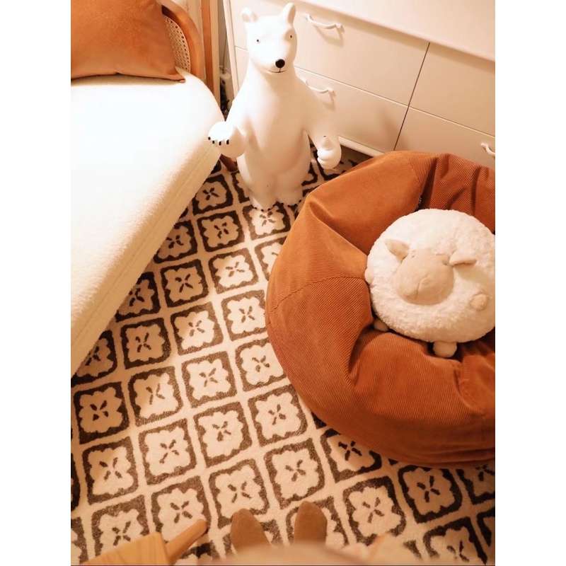 Thảm Trải Sàn Phòng Khách Dày Dặn Phong Cách Retro Pháp