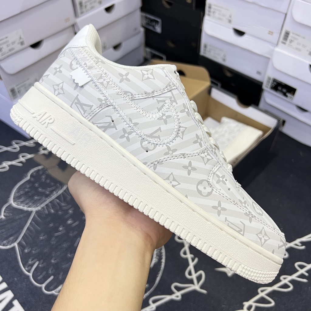 Giày AF1 Like LV Trắng Xám - Giày Sneaker Thể Thao Thời Trang Nam Nữ